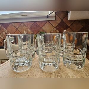 Vintage Set of 6 Cut Glass Small Mugs Clear